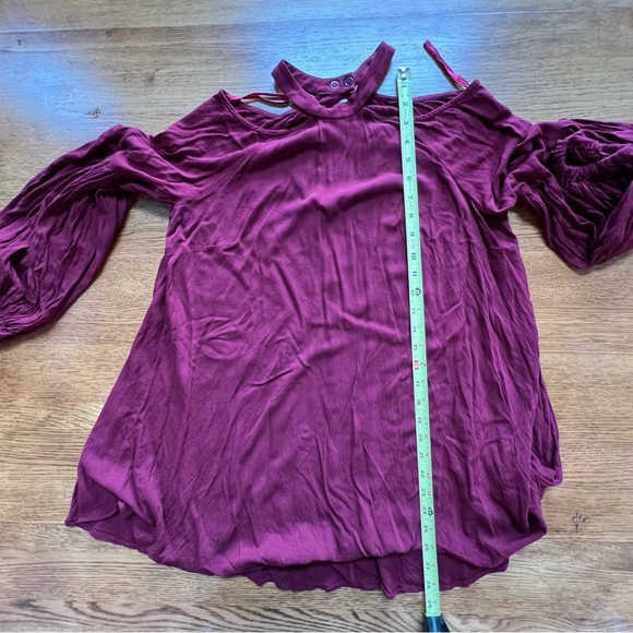 ⭐️ Free People Drift Away Burgundy Cold Shoulder Tunic Top Dress Size SMALL - Picture 13 of 14